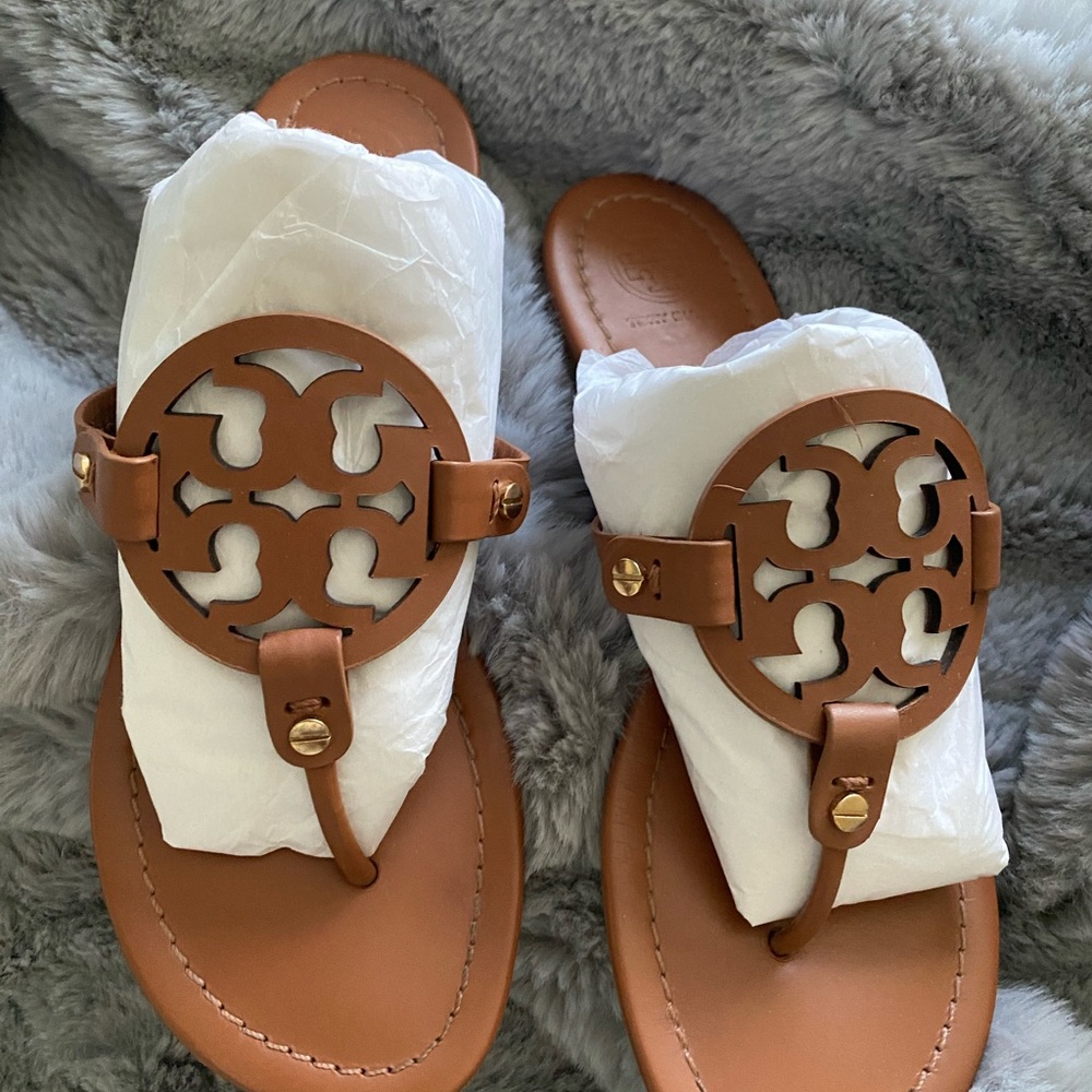 Tory Burch Tan Miller Leather Sandals